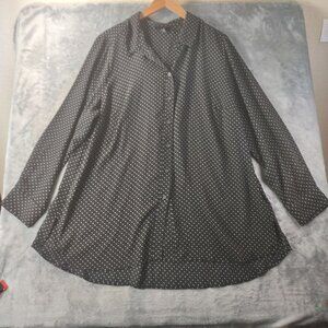 Lane Bryant Women’s 18/20 Black Polka Dot Blouse ButtonUp Career Office Plussize